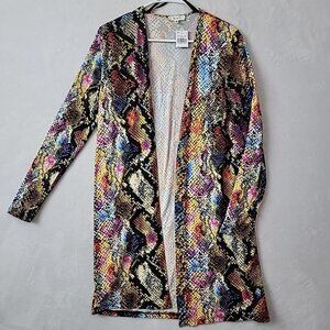 NWT Love J Women's Swimsuit Cover-up Open Front Size Sm Rainbow Snakeskin Beach